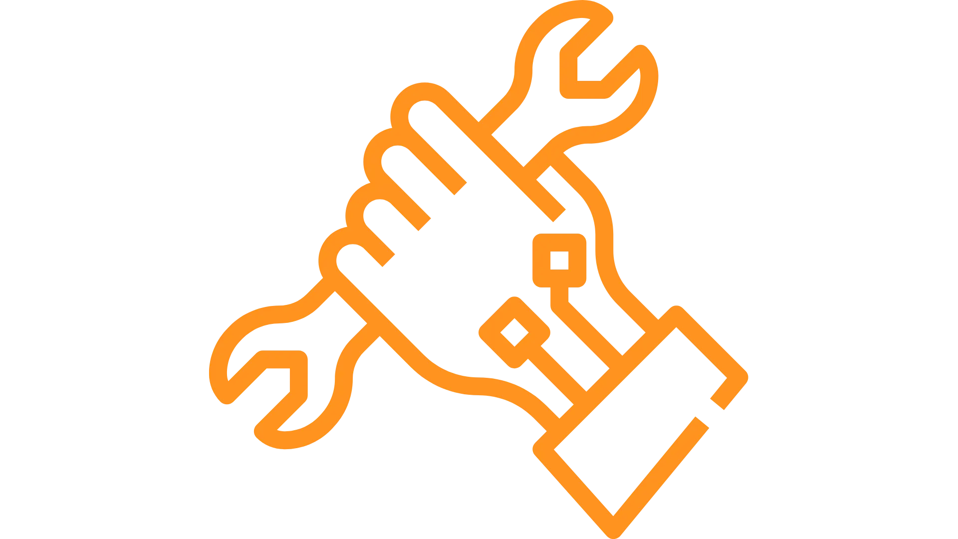 Logo featuring a hand holding a tool, symbolizing professional repair and maintenance services.